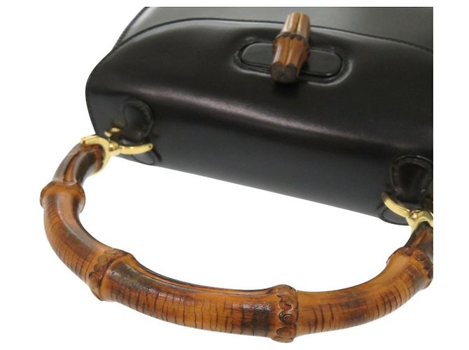 Borsa in pelle Gucci Bamboo Nero - vista 10