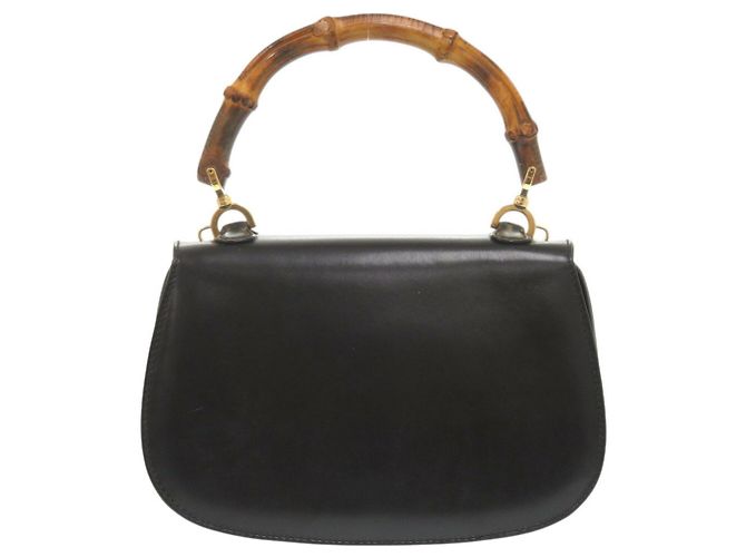 Borsa in pelle Gucci Bamboo Nero - vista 4