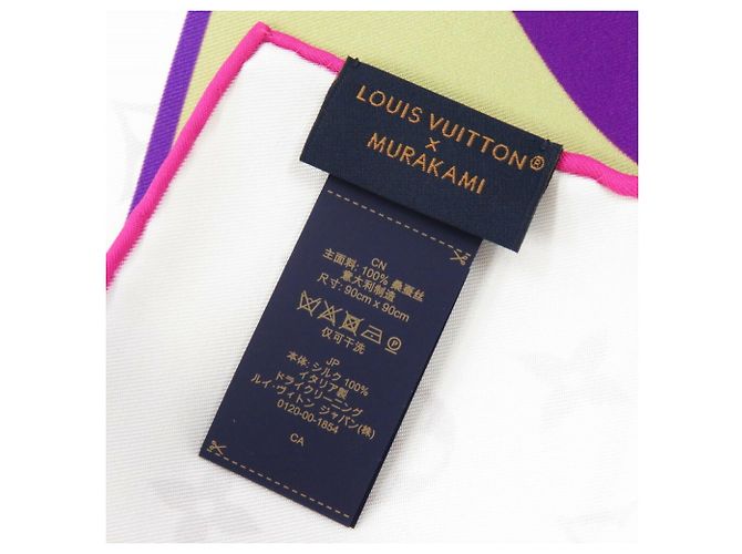 Bufanda de seda Carre 90 LV x TM de Louis Vuitton Castaño Rosa Blanco - vista 4