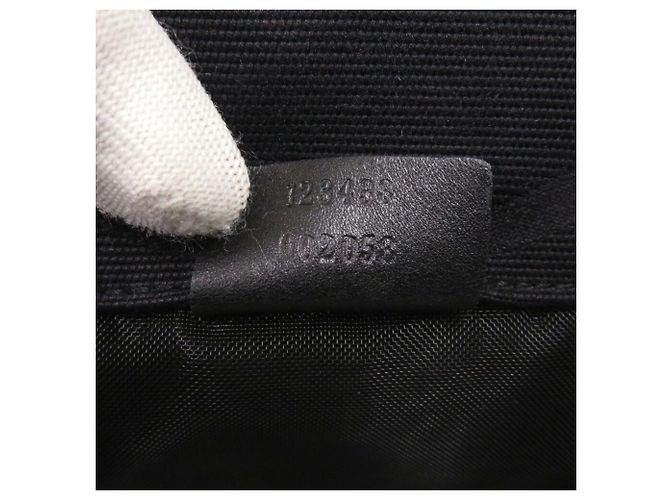 Borsa a spalla in tela nera Gucci Bonsack 123438 Nero - vista 9