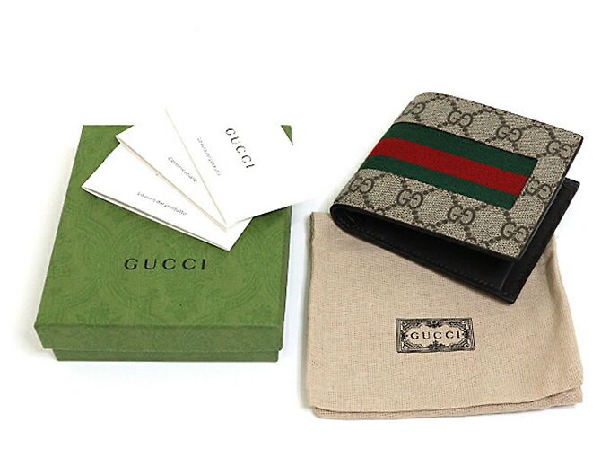 Billetera compacta plegable Gucci Roja Beige Verde - vista 2