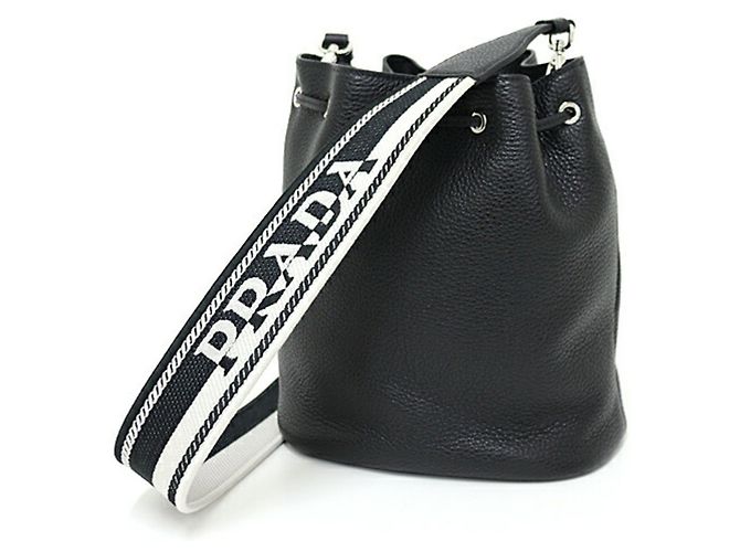 Borsa a spalla in pelle Prada Nero - vista 2
