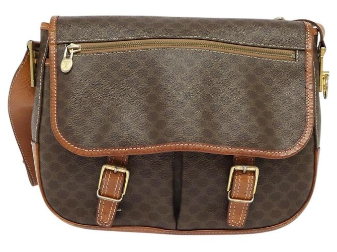 Céline CELINE Macadam Canvas Shoulder Bag PVC Leather Brown Gold Auth 122776 Golden - view 13