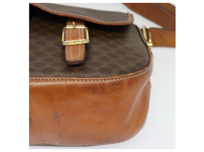 Céline CELINE Macadam Canvas Shoulder Bag PVC Leather Brown Gold Auth 122776 Golden - view 15