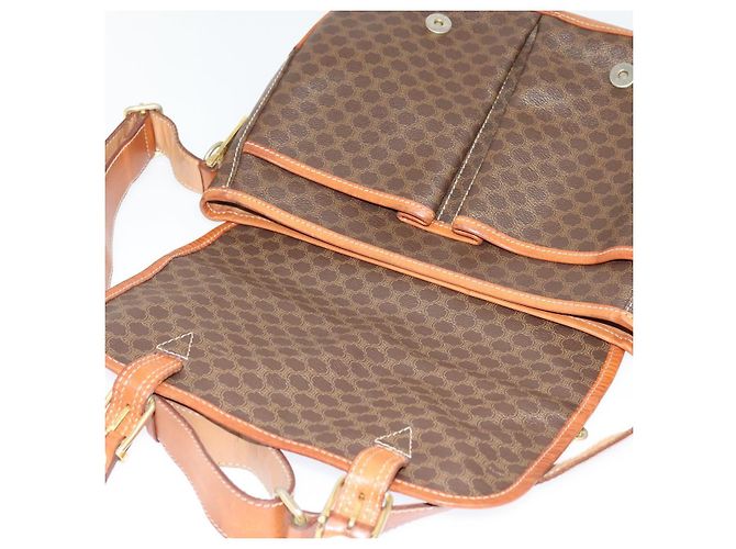 Céline CELINE Macadam Canvas Shoulder Bag PVC Leather Brown Gold Auth 122776 Golden - view 18