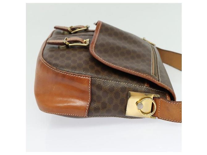 Céline CELINE Macadam Canvas Shoulder Bag PVC Leather Brown Gold Auth 122776 Golden - view 4