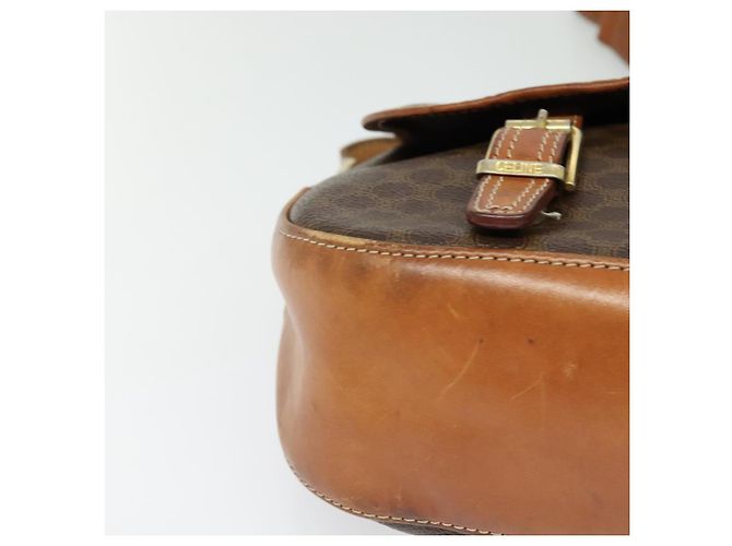 Céline CELINE Macadam Canvas Shoulder Bag PVC Leather Brown Gold Auth 122776 Golden - view 8