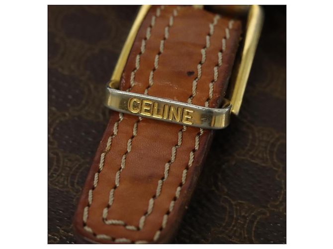 Céline CELINE Macadam Canvas Shoulder Bag PVC Leather Brown Gold Auth 122776 Golden - view 9