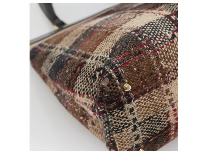 Borsa Tote Burberry Nova Check in lana beige oro Auth 122167 D'oro - vista 10