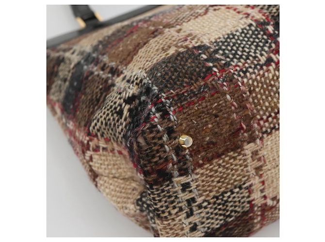 Borsa Tote Burberry Nova Check in lana beige oro Auth 122167 D'oro - vista 15