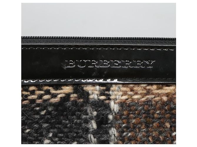 Borsa Tote Burberry Nova Check in lana beige oro Auth 122167 D'oro - vista 26