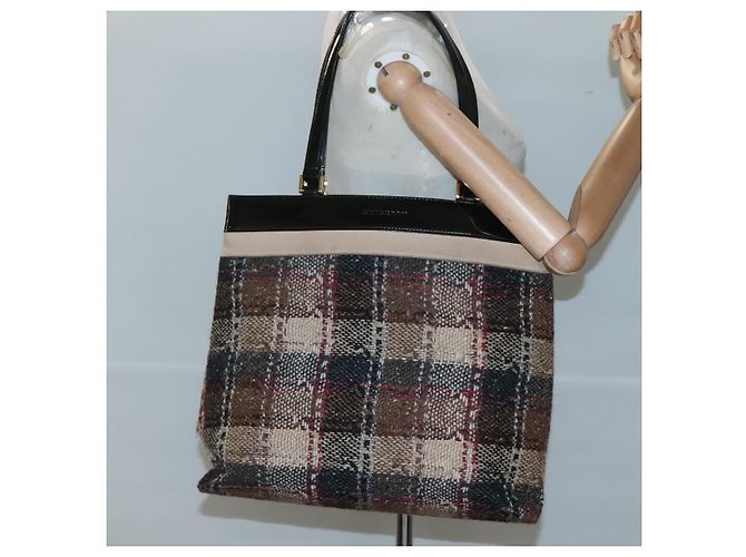 Borsa Tote Burberry Nova Check in lana beige oro Auth 122167 D'oro - vista 29