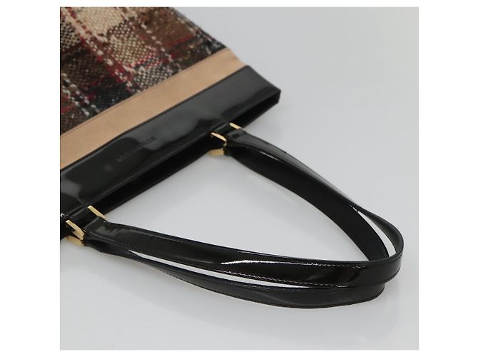 Borsa Tote Burberry Nova Check in lana beige oro Auth 122167 D'oro - vista 7