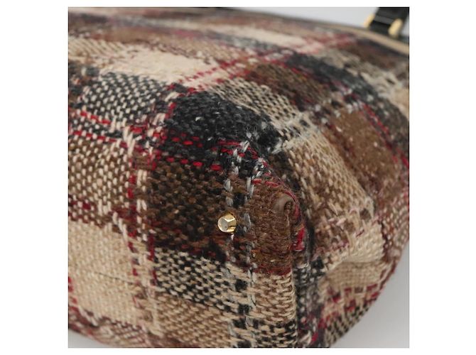 Borsa Tote Burberry Nova Check in lana beige oro Auth 122167 D'oro - vista 9