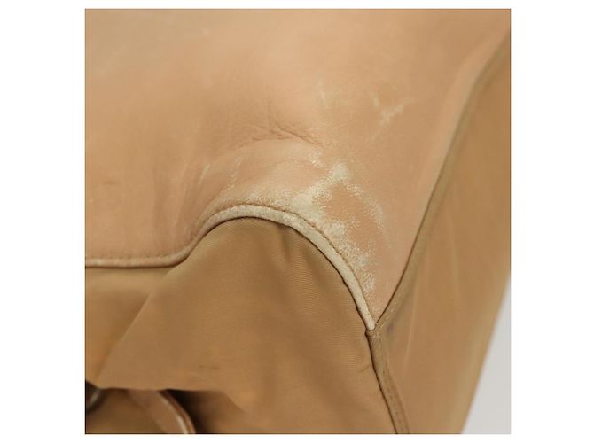 PRADA Bolsa de Ombro com Corrente de Couro Bege Dourado Auth 122203 - vista 14