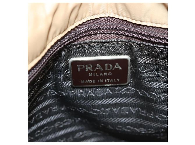 PRADA Bolsa de Ombro com Corrente de Couro Bege Dourado Auth 122203 - vista 17