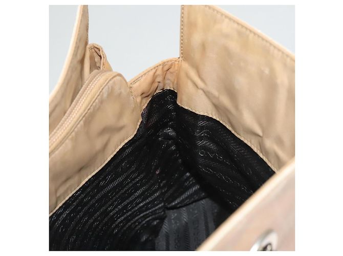PRADA Bolsa de Ombro com Corrente de Couro Bege Dourado Auth 122203 - vista 21