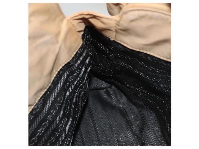 PRADA Bolsa de Ombro com Corrente de Couro Bege Dourado Auth 122203 - vista 22