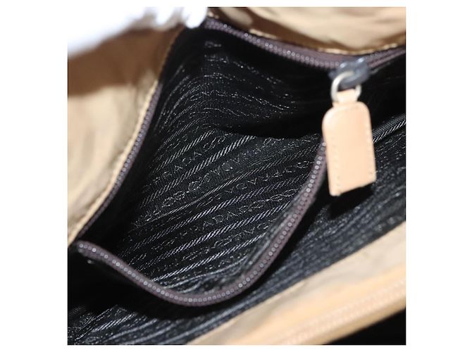 PRADA Bolsa de Ombro com Corrente de Couro Bege Dourado Auth 122203 - vista 24