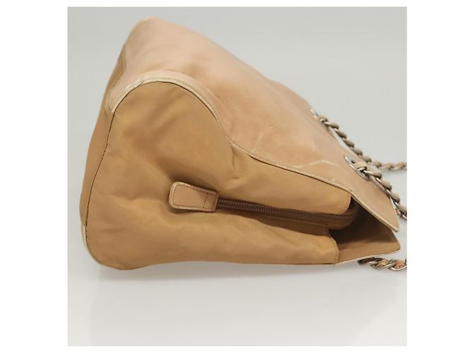 PRADA Bolsa de Ombro com Corrente de Couro Bege Dourado Auth 122203 - vista 3