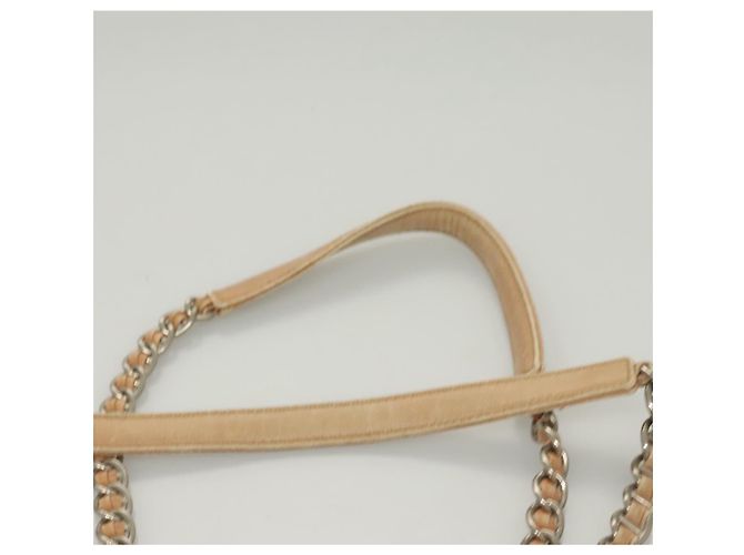 PRADA Bolsa de Ombro com Corrente de Couro Bege Dourado Auth 122203 - vista 8