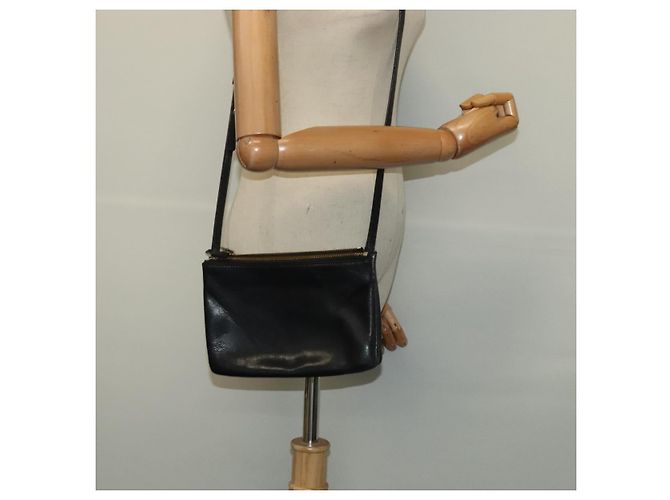 Céline Borsa a spalla CELINE Trio in pelle nera e oro Auth 125093 Nero D'oro - vista 28