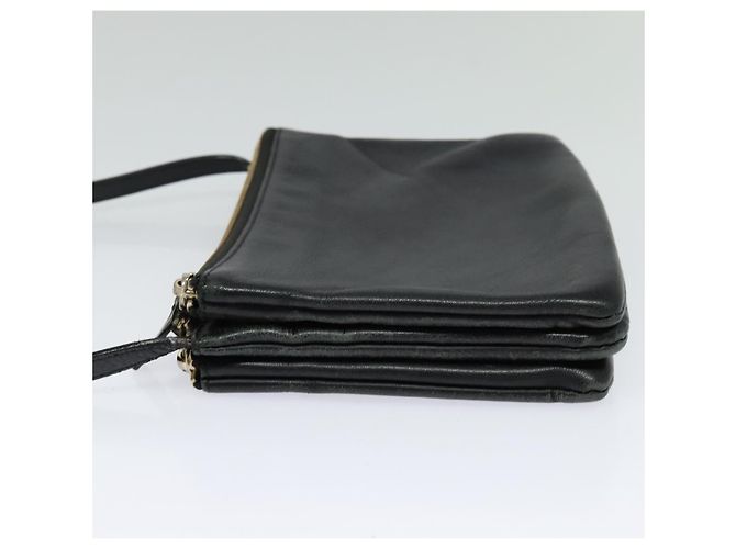 Céline Borsa a spalla CELINE Trio in pelle nera e oro Auth 125093 Nero D'oro - vista 3