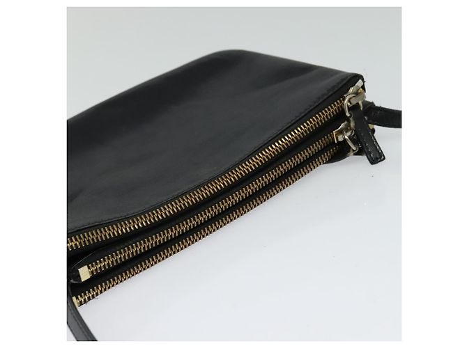Céline Borsa a spalla CELINE Trio in pelle nera e oro Auth 125093 Nero D'oro - vista 6