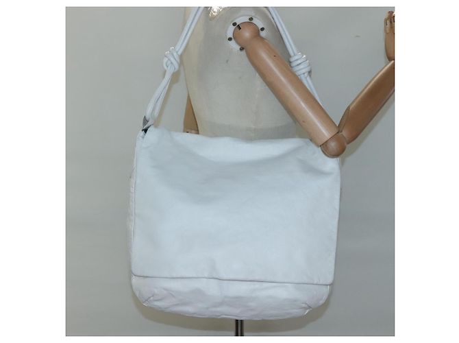 Sac à épaule LOEWE en cuir blanc et or Auth bs25892 Doré - vue 19