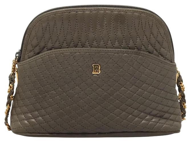 BALLY Borsa a Spalla in Pelle Trapuntata con Catena Grigia Oro Auth BA1833 Marrone D'oro - vista 13