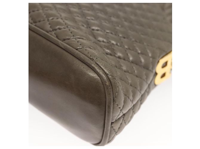 BALLY Borsa a Spalla in Pelle Trapuntata con Catena Grigia Oro Auth BA1833 Marrone D'oro - vista 14