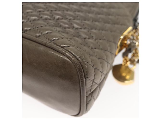 BALLY Borsa a Spalla in Pelle Trapuntata con Catena Grigia Oro Auth BA1833 Marrone D'oro - vista 16