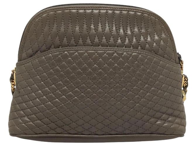 BALLY Borsa a Spalla in Pelle Trapuntata con Catena Grigia Oro Auth BA1833 Marrone D'oro - vista 2