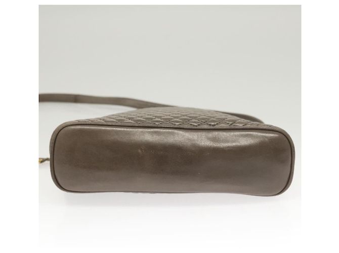 BALLY Borsa a Spalla in Pelle Trapuntata con Catena Grigia Oro Auth BA1833 Marrone D'oro - vista 5