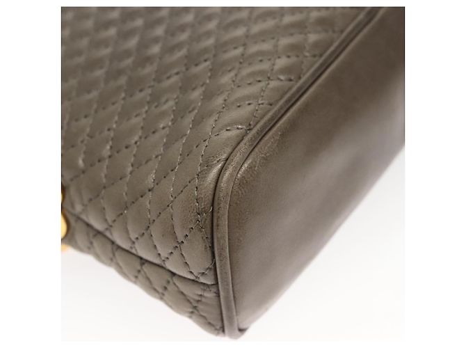 BALLY Borsa a Spalla in Pelle Trapuntata con Catena Grigia Oro Auth BA1833 Marrone D'oro - vista 9