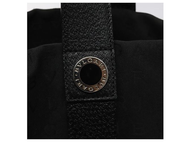 Bulgari Borsa a mano BVLGARI Logo Mania in tela nera Auth BA1827 Nero - vista 17