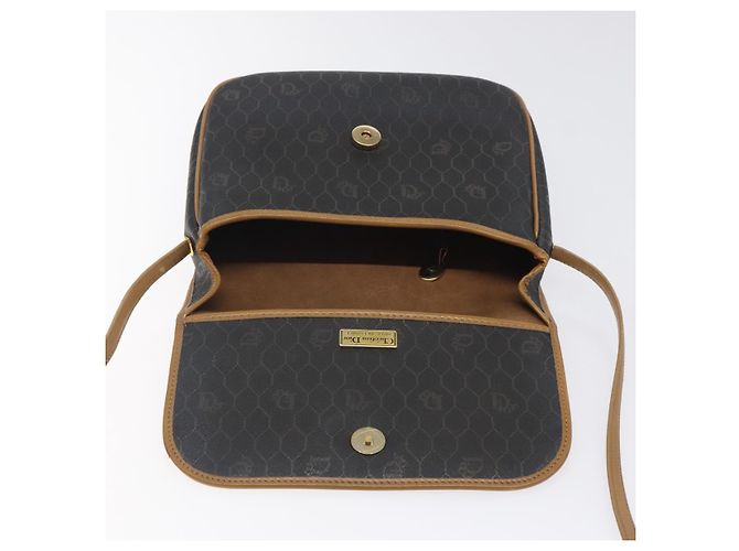 Borsa a spalla in tela a nido d'ape Christian Dior PVC marrone oro Auth BA1926 - vista 10