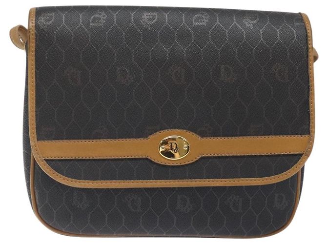 Borsa a spalla in tela a nido d'ape Christian Dior PVC marrone oro Auth BA1926 - vista 13