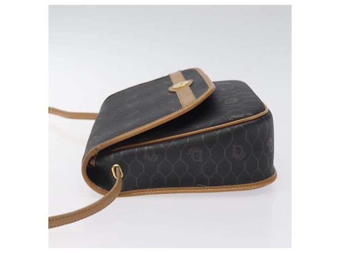 Borsa a spalla in tela a nido d'ape Christian Dior PVC marrone oro Auth BA1926 - vista 4