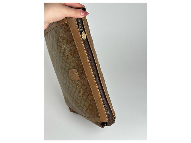 Céline Clutch in pelle vintage Celine Triomphe marrone - vista 10