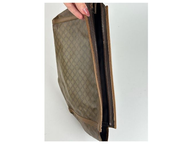 Céline Clutch in pelle vintage Celine Triomphe marrone - vista 4