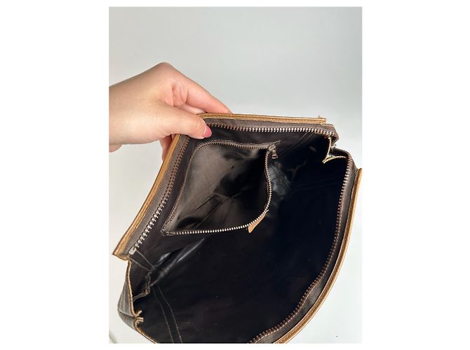 Céline Clutch in pelle vintage Celine Triomphe marrone - vista 5