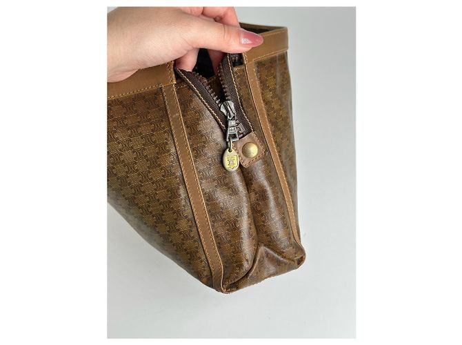 Céline Clutch in pelle vintage Celine Triomphe marrone - vista 6