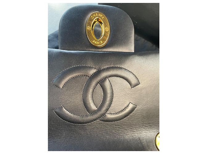 2.55 Chanel Borsa classica Maxi Jumbo in agnello trapuntato nero - vista 7