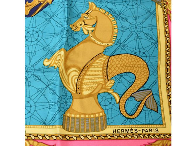Sciarpa in twill di seta Hermès Carre 90 Nero Rosa - vista 6
