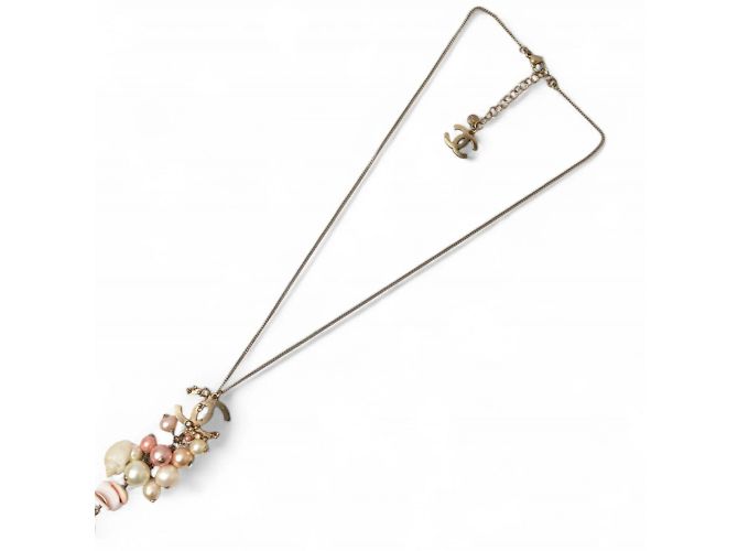 Collana lunga Chanel con motivo a conchiglia in perle Rosa D'oro - vista 2