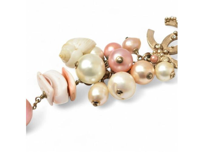 Collana lunga Chanel con motivo a conchiglia in perle Rosa D'oro - vista 4