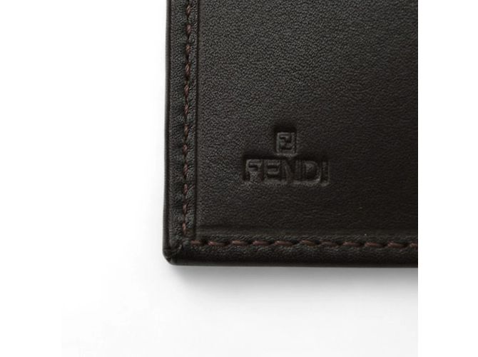 Zucca Portafoglio bi-fold Fendi in tela marrone - vista 12