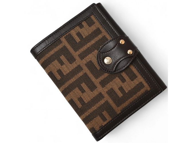 Zucca Portafoglio bi-fold Fendi in tela marrone - vista 2