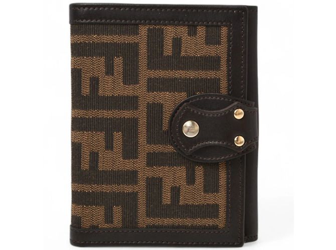 Zucca Portafoglio bi-fold Fendi in tela marrone - vista 3
